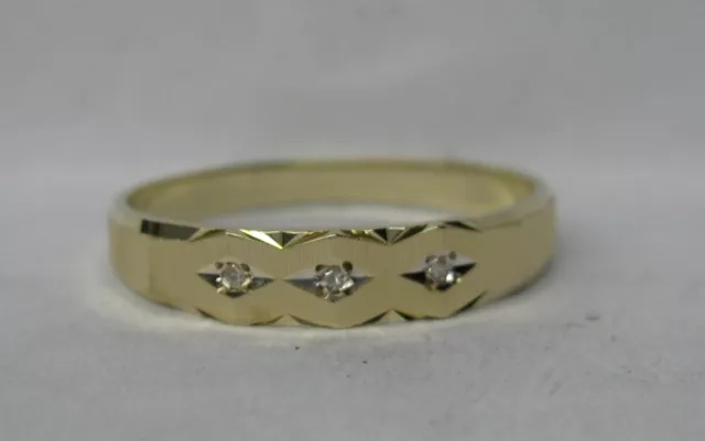 Vintage Mens 14K Solid Gold Diamond Wedding Band Ring Size 10 1/2 Nr