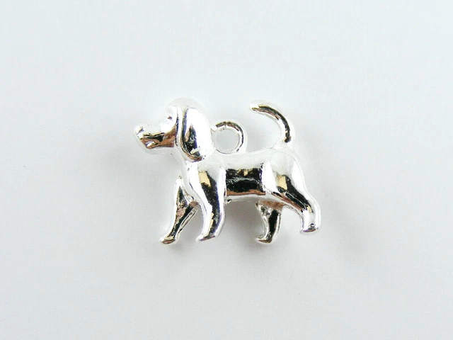 Anhänger Hund versilbert 16 x 14 mm 5 Stück DIY