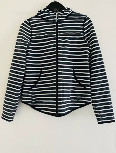 Ivivva by Lululemon Junior Striped Zip Hooded Sweatshirt, Blue, Size 14