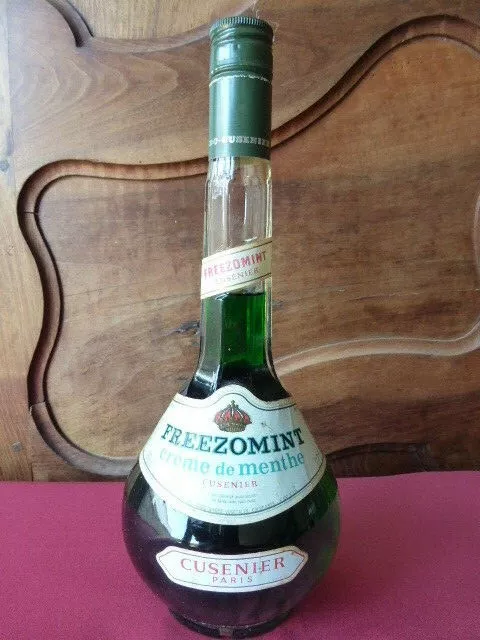bouteille ancienne liqueur CUSENIER Freezomint crème de menthe verte collection