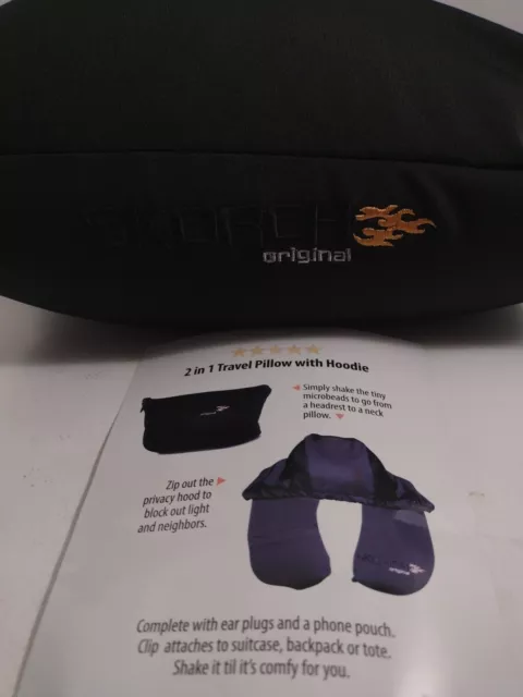SKORCH 2 in 1 Travel Pillow with Hoodie - Black Microbeads