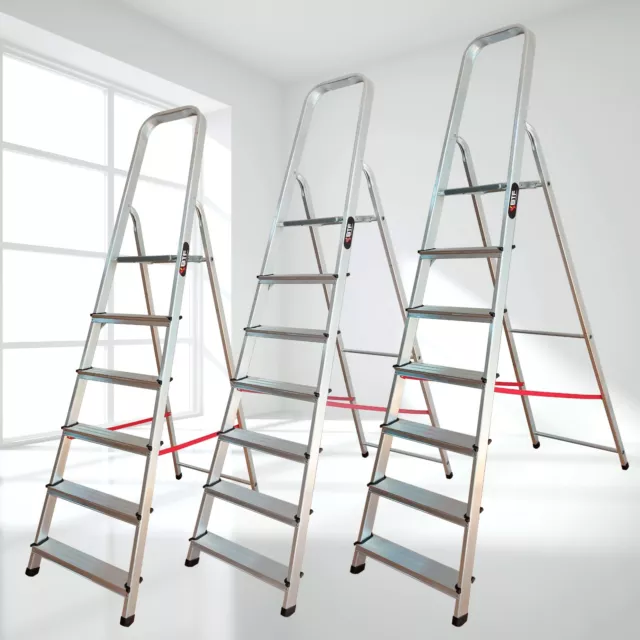 BTF Escalera Tijera Plegable 7 Peldaños Aluminio Clasica Plataforma