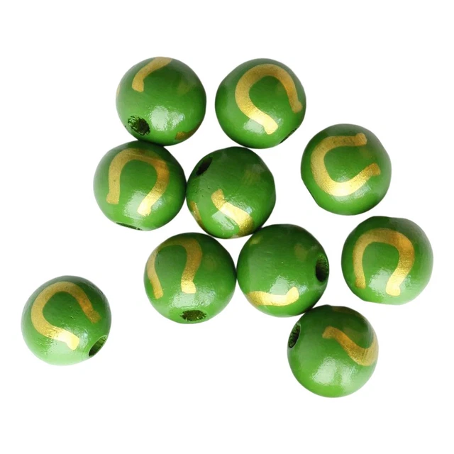 10 perlas lindas, cuentas de madera sueltas, patrón hecho a mano con agujero,