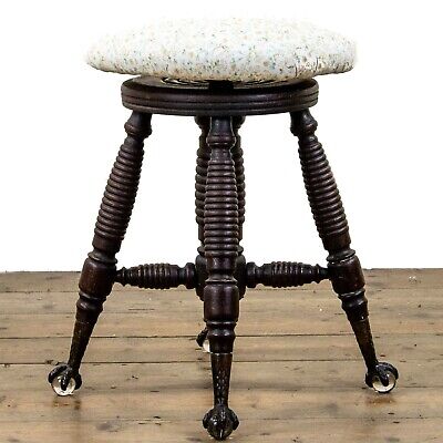 Antique Edwardian Piano Stool with Glass Feet (M-3384) - FREE DELIVERY* 2