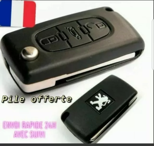 Télécommande coque de clé plip Peugeot 207, 307, 308, 3008, 5008 3 boutons  PG63