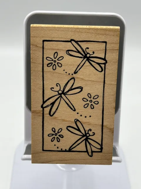 Wood Mounted Rubber Stamp Print. Dragonflies Card Making, Decoupage Crafts.