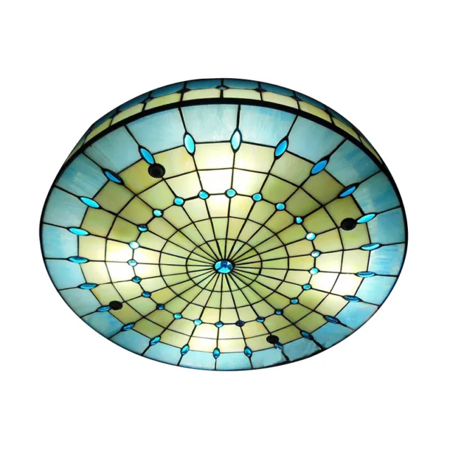 Tiffany Stained Glass Flush Mount Ceiling Light Baroque Lamp Fixtures Bedroom
