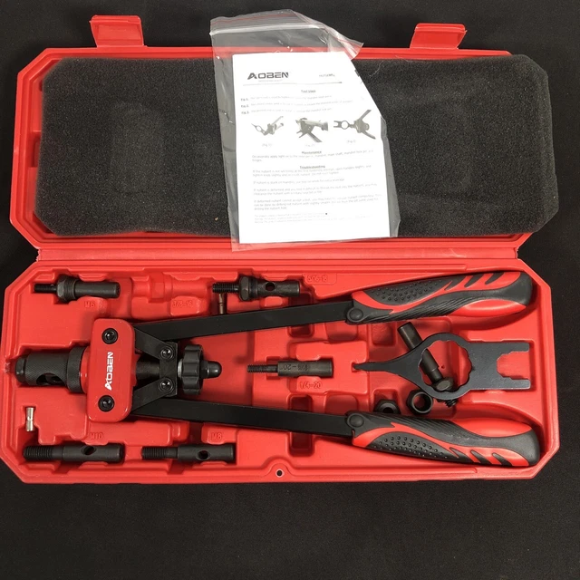Herramienta de tuerca de remache AOBEN AB7002, kit segador de tuercas de remache manual trabajo con 5 mandriles