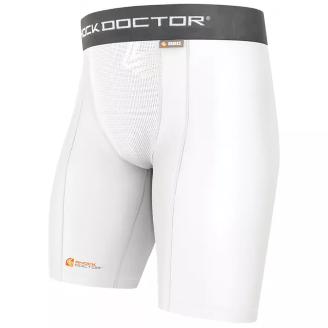 Shock Doctor Core Compression Shorts with Athletic Cup Pocket - White