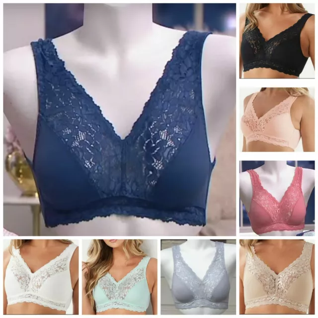 BREEZIES~SOFT SUPPORT LACE Wirefree Bra~A307831~No padding~Unlined $1.99 -  PicClick