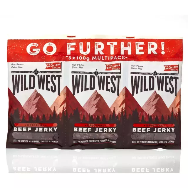 Wild West Beef Jerky, 3 x 100g