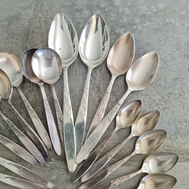 18 Vintage Grosvenor Christine EPNS A1 Cutlery Spoons Assorted Australian 1960s 3
