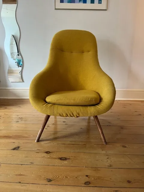 Lurashell 1960s mid century pod armchair refurbished in mustard Bute