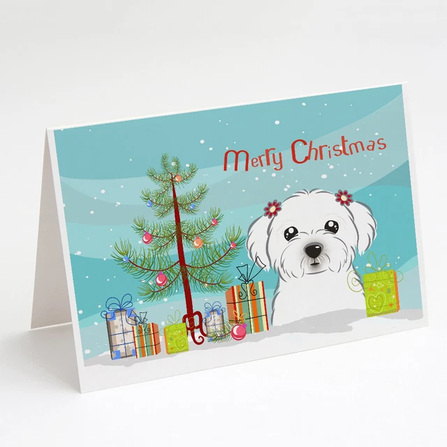 Christmas Tree and Maltese Greeting Cards and Envelopes Pack of 8 BB1580GCA7P