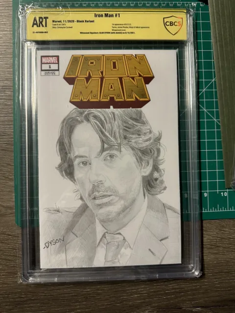 Marvel Iron Man (2020) #1 - CBCS Signed Sketch By Alan Dyson Robert Downey Jr