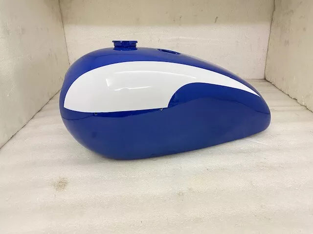 Fit For Triumph T140 Blue And White Painted Oil In Frame Gas Fuel Tank 2