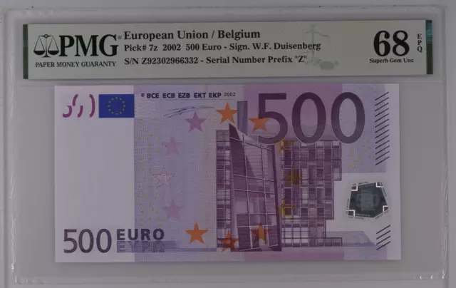 BELGIUM 500 Euro 2002 Z-serie, Duisenberg Sign, PMG 68 TOP POP BELGIUM 500 Euro 2002 Z-serie, Duisenberg Sign, PMG 68 TOP POP
