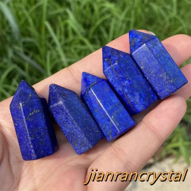 5pcs Natural Lapis lazuli Quartz Obelisk Crystal Reiki Tower Healing Wand Point