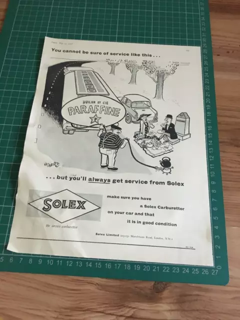 SOLEX CARBURETTOR-1958 original advert