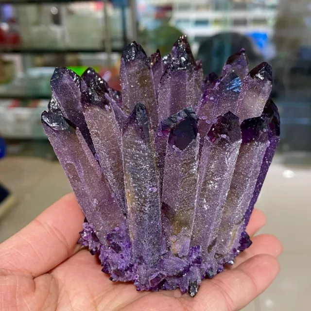 New Find Purple Phantom Quartz Crystal Cluster Mineral Specimen Healing 520g+