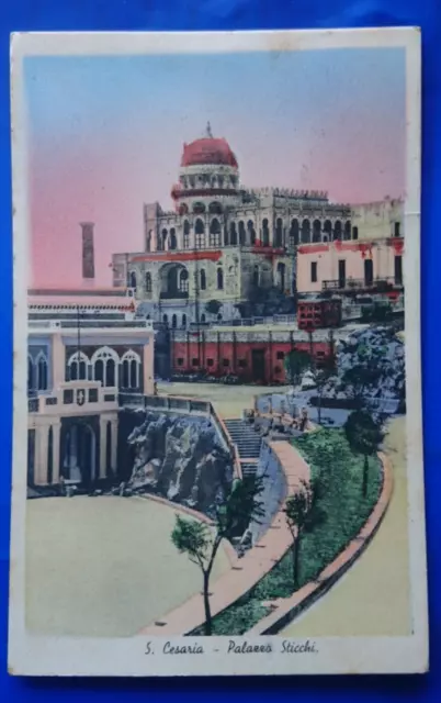 Cartolina D'epoca Lecce Terme S. Cesarea Palazzo Sticchi Viaggiata 1936