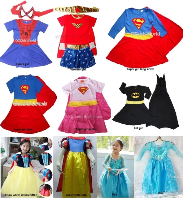 NEW Super hero Princess children's costume for party dress up 1-12 yrs