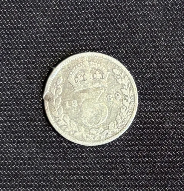 1889 UK Silver 3 Pence Average Circulated Condition & Highly Collectible!