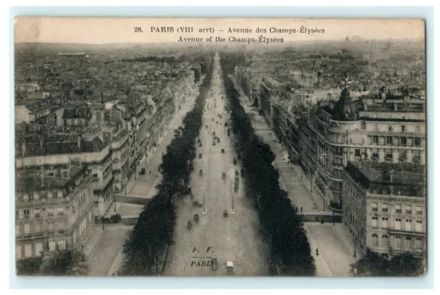 Paris Avenue Des Champs Elysees Avenue Street View Vintage Postcard France