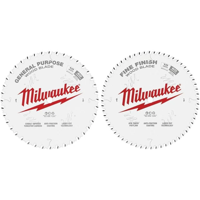 Milwaukee 48-40-1036 10 in. x 40-Tooth and 60-Tooth Circular Saw Blades (2-Pack)