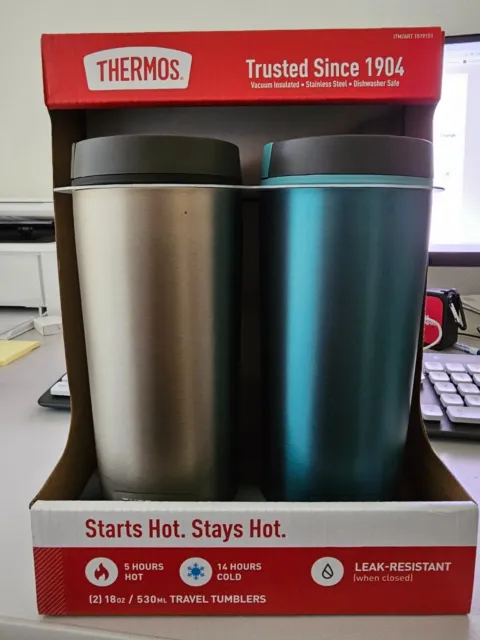 NEW Thermos Stainless Steel 18oz Travel Coffee Mug Tumbler Insulated 2-pack
