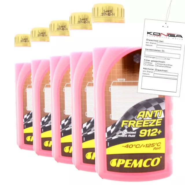 5 Liter PEMCO Antifreeze 912+ Kühler Frostschutz bis -40C rosa rot violett