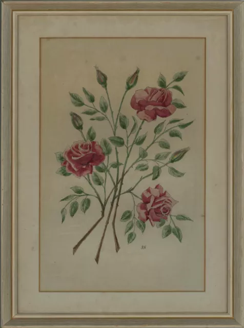 J.K.W. - Mid 20th Century Watercolour, Pink Roses