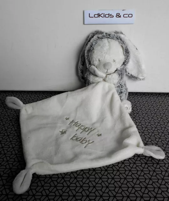 Doudou plat ours déguisé en lapin blanc gris Happy Baby ORCHESTRA PREMAMAN