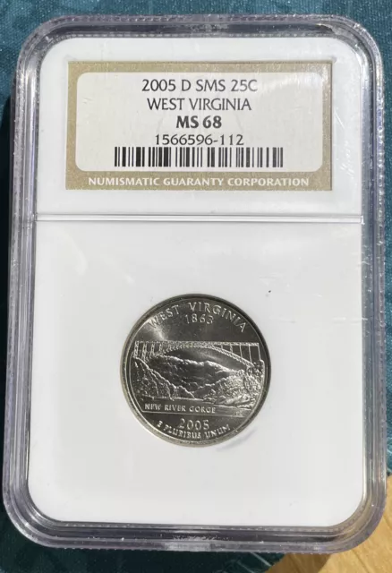 2005-D  West Virginia SMS 25 Cent! NGC MS 68