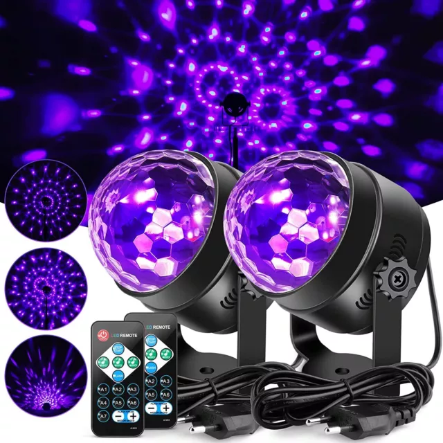 2X UV Schwarzlicht Discokugel LED Bühnenbeleuchtung DJ Projektor Disco Party Bar