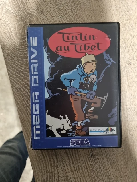 Jeu Tintin Au Tibet Sega Mega Drive - Version PAL Française Complète (boîte, Notice) - Très Bon état