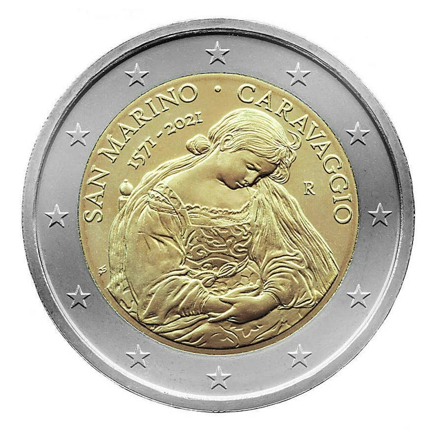 SAN MARINO 2 EURO € Gedenkmünze 2021 450. Geburtstag Caravaggio SOFORT LIEFERBAR 3