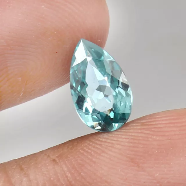 Natural Flawless Ceylon Blue Green Parti Sapphire Pear Cut Loose Gemstone 1.70Ct 3