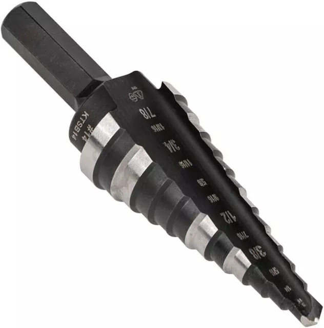 New Klein Tools Qrst14 Spiral Flute Step Drill Bit 3/16-7/8 Quick Release Shaft