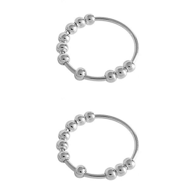 Set mit 2 drehbaren silbernen Ringen zum Stressabbau, die frei drehbar sind,
