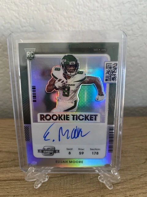 2021 Panini Contenders Optic Rookie Ticket Silver Prizm Auto 114 Elijah Moore RC
