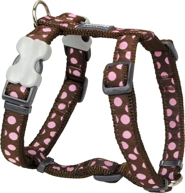 Red Dingo Designer Dog Harness, Small, Pink Spots on Brown