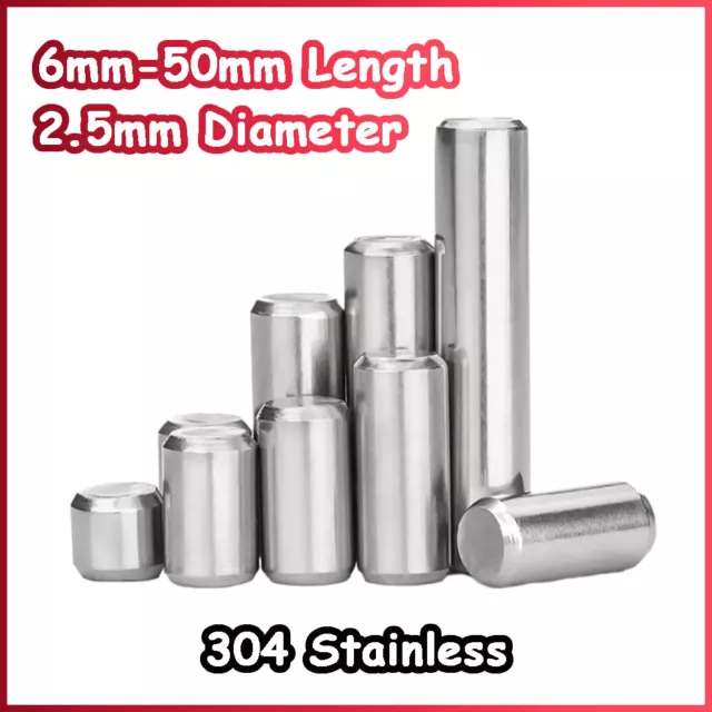 Dowel Pins Cylindrical Pin A2 Stainless Steel Solid Positioning Pin 2.5mm Dia