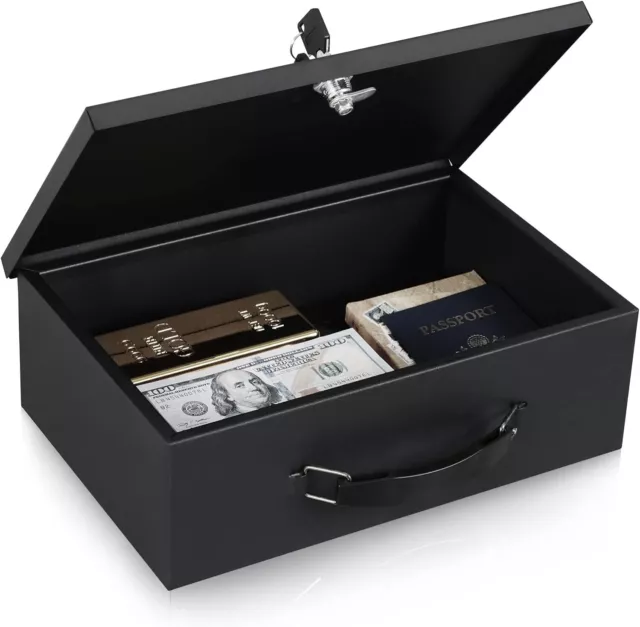 Portable Fireproof Security Safe Box Document Cash Money Storage with Key Lock