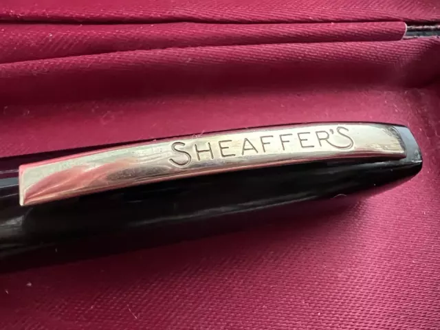 Sheaffers Pen Fountain Pen Pfm Black Trim Foiled Gold Piston Marking Antique 3