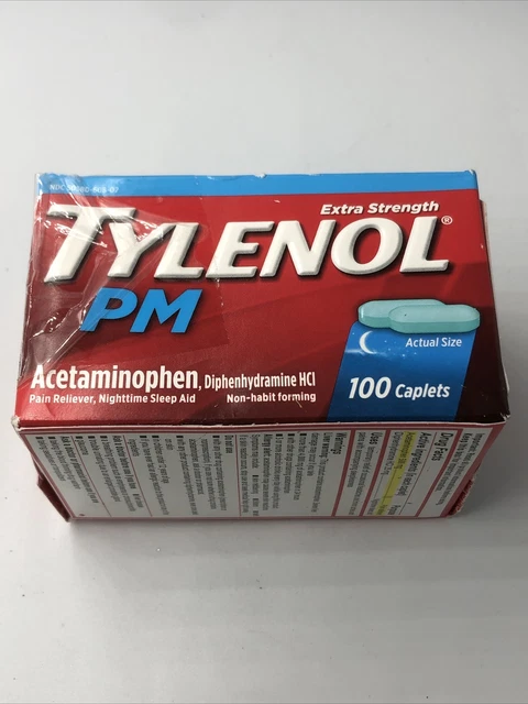 Tylenol PM Extra Strength Pain Reliever Nighttime Sleep Aid 100 Caplets 02/24