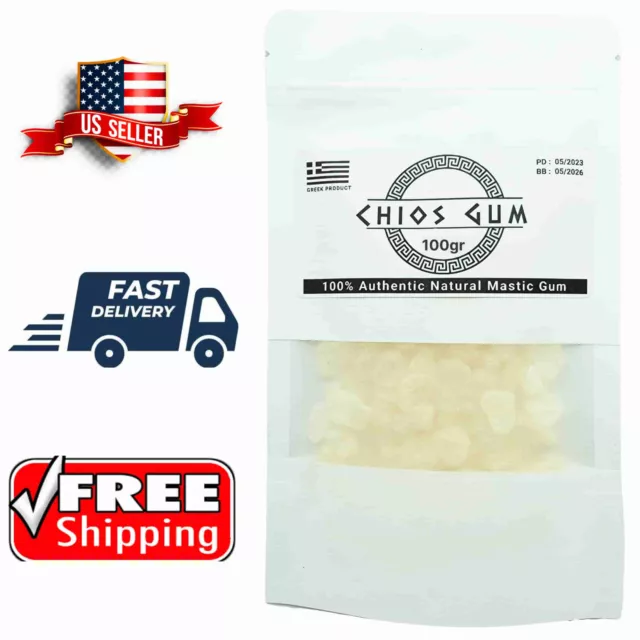 TOP GRADE MASTIC GUM 100 Gr (3.53Oz) 100% Authentic Greek Chios Mastiha BB 05/26