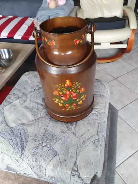 Große Alu Milchkanne 20 Liter,  Bauernmalerei Landhausstil 44cm