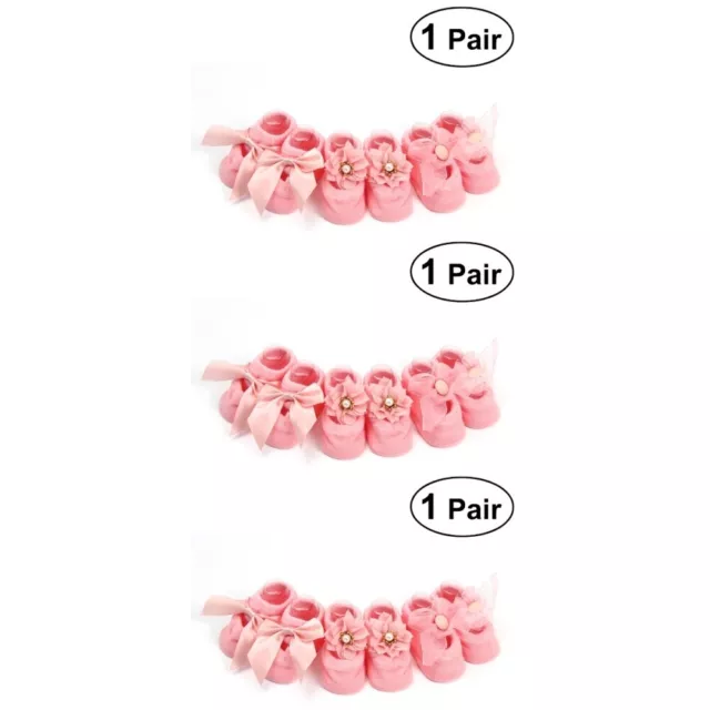 3 Pairs Baby Cotton Socks for Girl Toddler Newborn Infant Anti Lace Flower Bow