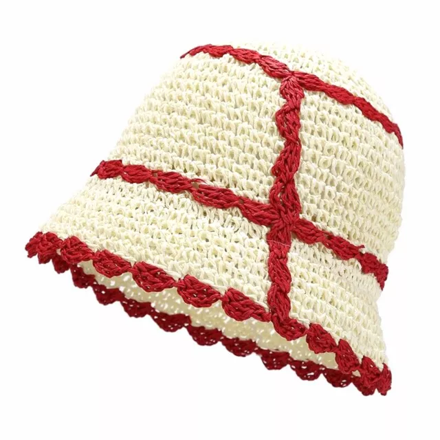 NOUVEAU Womens Ladys Paper Straw Hat Respirant Crochet Summer Beach Bucket Hat